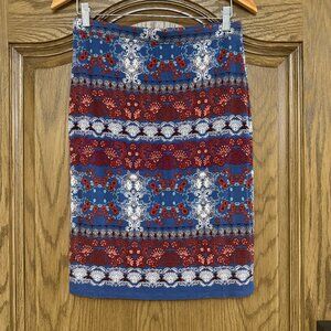 Chelsea & Violet Multicolor Geometric Pattern Stretch Pencil Skirt Fully Lined